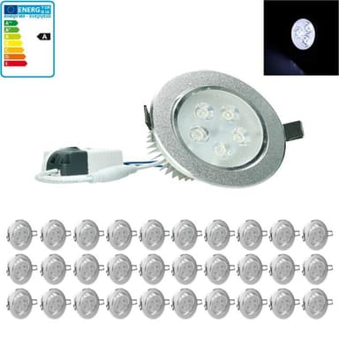 ECD Germany 30er Pack LED upotettava valaisin 5W 230V - pyöreä Ø10,5cm - 342