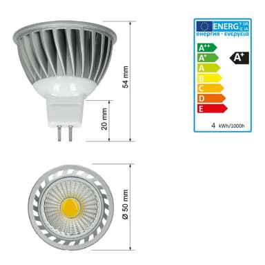 ECD Germany 4-pack LED Spot COB MR16 4W - korvaa 20W halogeenin - 60° sädekulma