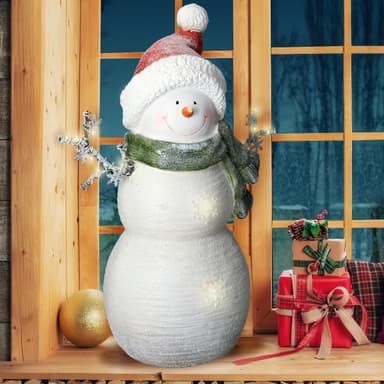 ECD Germany Makea koristelu lumiukko hahmo LED-valaistuksella 57cm valkoinen