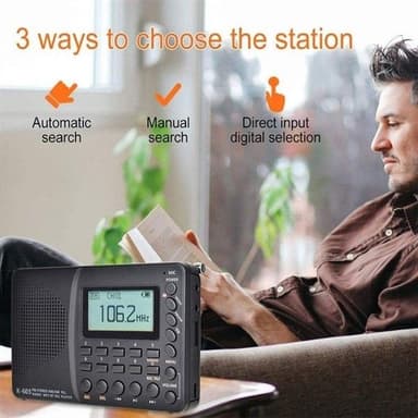 K-603-kannettava FM / AM / SW Stereoradio, jossa Bluetooth ja TF-kortti, musta
