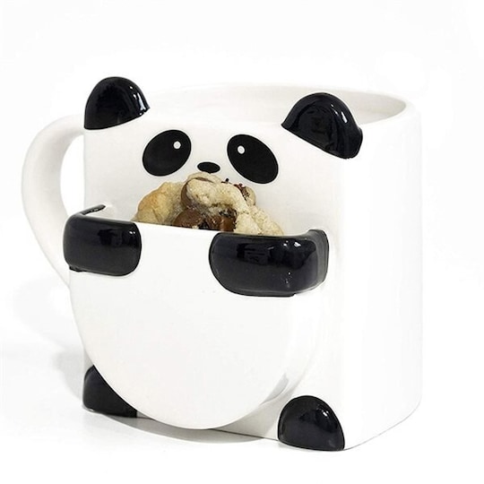 Kahvimuki Panda keksitaskulla