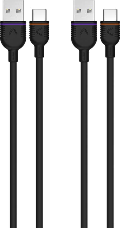 Unisynk 2x USB-C kaapelipakkaus 0,5 m (musta)