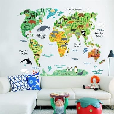 Lasten seinätarrat / wall stickers lapset - Maailmankartta