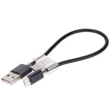 Lyhyt Usb-kaapeli 2A Micro USB + USB-C / Tyyppi-C latauskaapeli