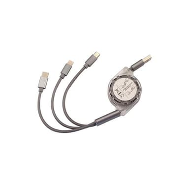 3in1 Latauskaapeli  Apple / Samsung / Huawei / Sony Matkapuhelin - Ulosvedettävä ja sotkeutumaton