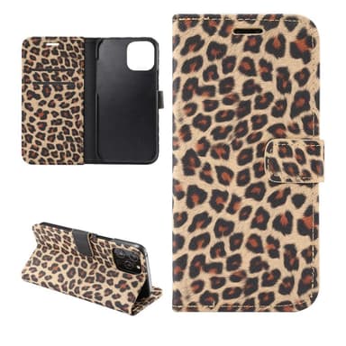 Leopardikuvioinen lompakkokuori iPhone 12 Pro Maxille - Ruskea