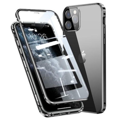 Kaksipuolinen magneettinen suojakuori iPhone 12 Pro 6.1 tuumalle, karkaistu lasi