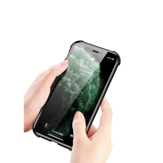 IPhone X -puhelimen kansi kaksipuolisesta karkaisusta lasista - musta
