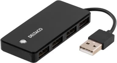DELTACO USB 2.0 -keskus, 4xTyp A naaras, musta