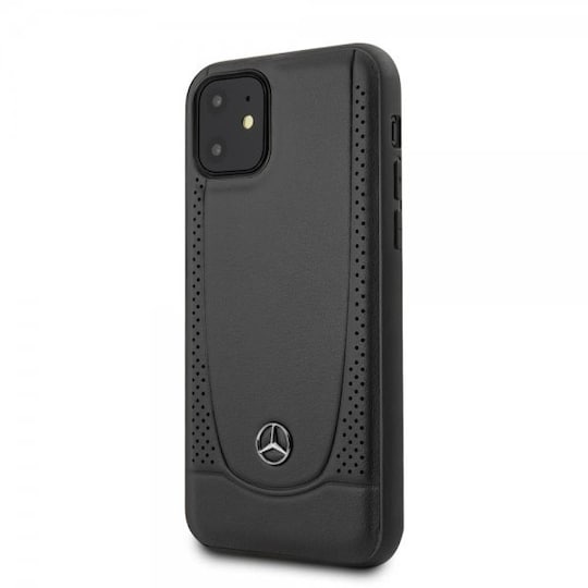 Mercedes Benz iPhone 11 Suojakuori Logo Perforoitu Musta