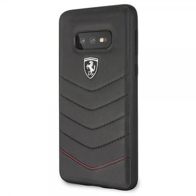 Ferrari Samsung Galaxy S10E Suojakuori Mustaa SKangasn Ferrari Logo Aito Nahka Musta