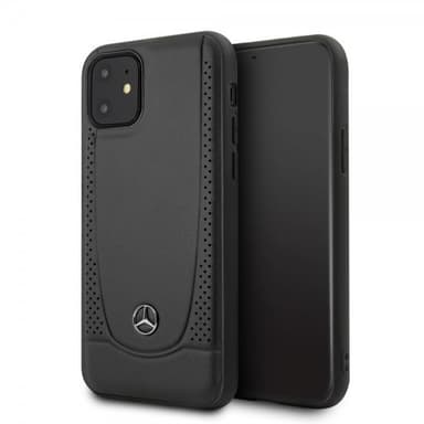 Mercedes Benz iPhone 11 Suojakuori Logo Perforoitu Musta