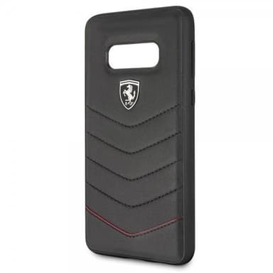 Ferrari Samsung Galaxy S10E Suojakuori Mustaa SKangasn Ferrari Logo Aito Nahka Musta