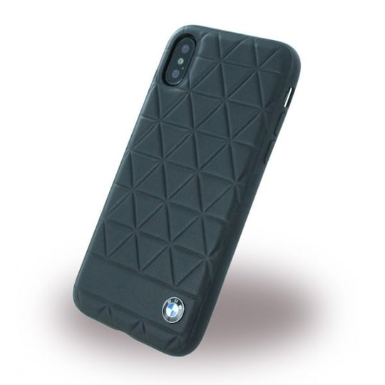 BMW Skal till iPhone X/Xs Äkta läder Hexagon Svart