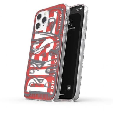 Diesel iPhone 12 Pro Max Suojakuori Snap Case Clear AOP Red/Grey