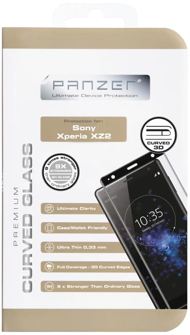 Panzer Sony Xperia XZ2 näytönsuoja (kaareva, musta)