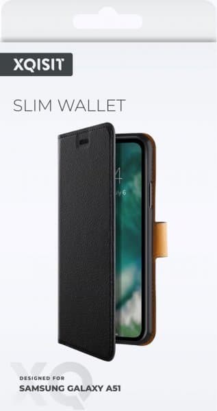 XQISIT Samsung Galaxy A51 Kotelo Slim Wallet Musta