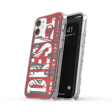 Diesel iPhone 12 Mini Suojakuori Snap Case Clear AOP Red/Grey