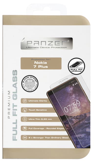 Panzer Curved Nokia 7 Plus näytönsuoja (läpinäk.)