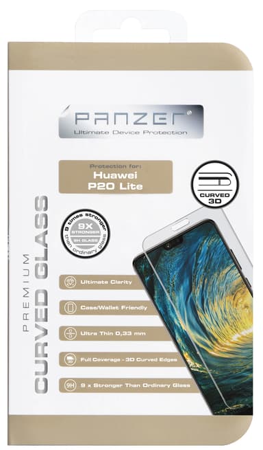 Panzer Curved Huawei P20 Lite näytönsuoja (läpinäk.)