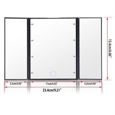 UNIQ® LED Kolmiosainen Vanity Meikkipeili - Musta