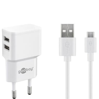 USB-Laturi MicroUSB-kaapelilla 2,4A