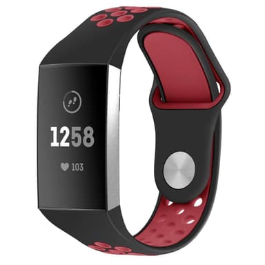 Fitbit Charge 3/4 rannekoru silikoni musta / punainen