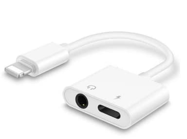 Audio- ja virta-adapteri tuotteeseen Iphone 3.5mm - Valkoinen