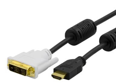 DELTACO HDMI - DVI-kaapeli, Full HD 60Hz, 1m, musta / valkoinen