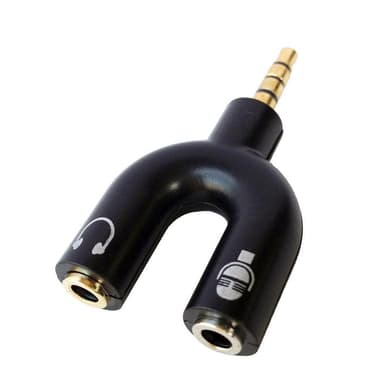 3.5 mm adapteri äänelle ja mikrofonille - musta