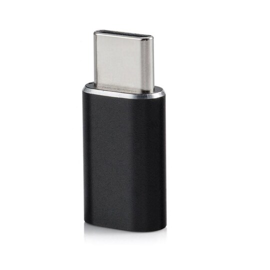 USB-C - Micro USB -sovitin, alumiini - musta