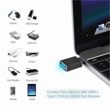 USB - USB-C 3.1 OTG -sovitin musta