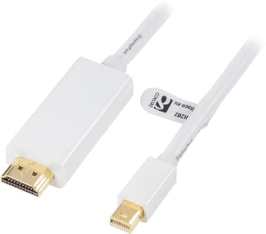 DELTACO mini DisplayPort - HDMI -kaapeli äänellä, Full HD 60Hz, 2m,