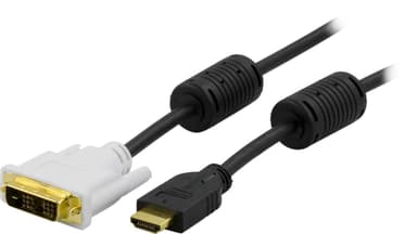 DELTACO HDMI - DVI-kaapeli, Full HD 60Hz, 0,5 m, musta / valkoinen