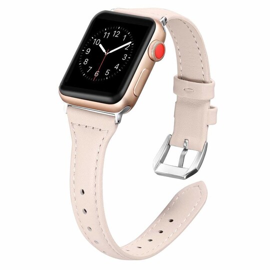 Apple Watch -rannekoru 38 mm aitoa nahkaa - aprikoosia