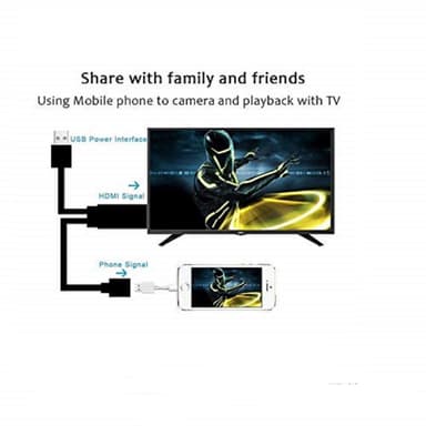 Universal USB-HDMI-sovitin iPhonelle ja Androidille - musta