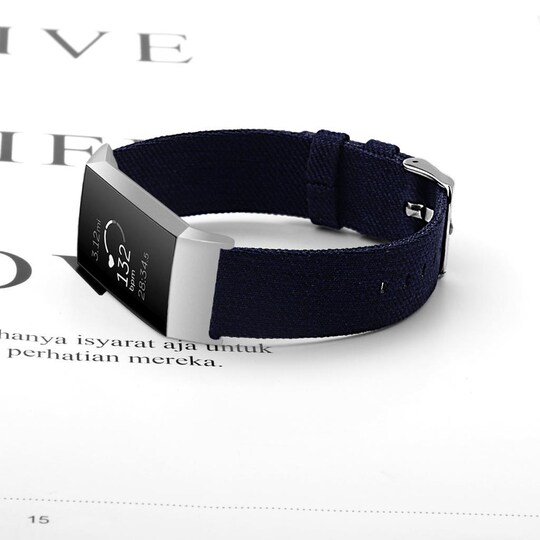 Fitbit Charge 3/4 rannekoru kangas tummansininen - S
