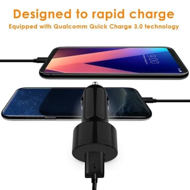 Kaksois-USB-laturi autoon, jossa Quick Charge 3.0