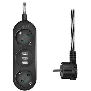 Haaroituspistoke Maadoitettu 3-tie 3xUSB-tasainen