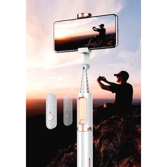 Selfie-tikku / kolmijalka alumiini - laajennettavissa ja kaukosäätimellä - hopea