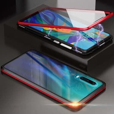Huawei P30 kuori näytönsuojalla Punainen