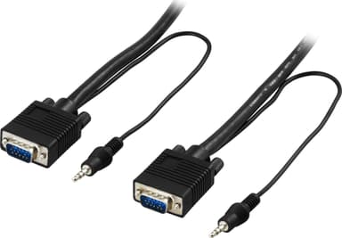 DELTACO-näyttökaapeli RGB HD15ha-ha, ilman nastaa 9, 3,5 mm: n äänellä, 10 m