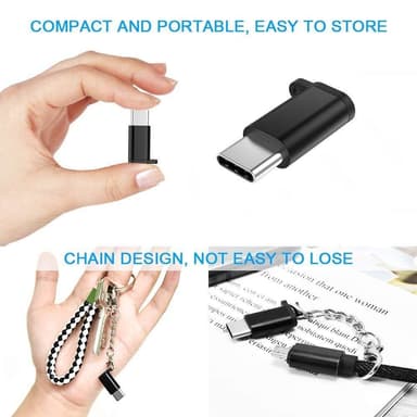 Micro USB - USB-C -sovitin - musta