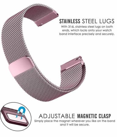Käsivarsinauha Samsung Gear S3 Classic / S3 Frontier - milanesisk loop - rosépink