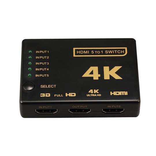 HDMI-kytkin 5x1 - 4K / 3D kaukosäätimellä