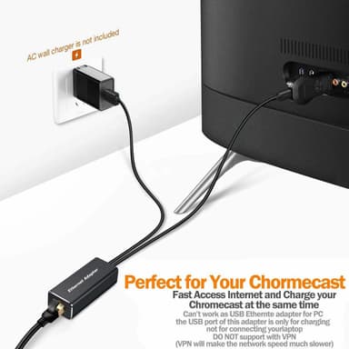 Micro USB-Ethernet-sovitin 10/100 Mbit / s mediasoittimille