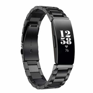 Fitbit Inspire / Inspire HR -rannekoru ruostumaton teräs - musta