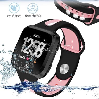 Fitbit Versa rannekoru silikoni musta / vaaleanpunainen