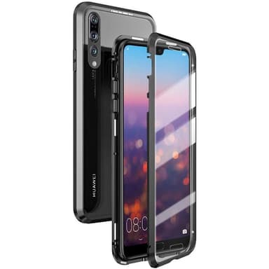 Huawei P20 Pro:n magneettikuori näytönsuojalla - musta