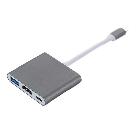 USB-C - HDMI + USB3.0 + USB-C PD-sovitin